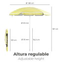 Sombrilla Playa Aluminio / Poliéster Diámetro 180 cm. Amarilla y Blanca. Varillas Fibra De Vidrio. protección uv.