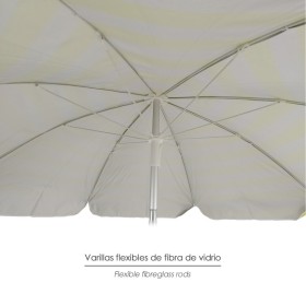 Sombrilla Playa Aluminio / Poliéster Diámetro 180 cm. Amarilla y Blanca. Varillas Fibra De Vidrio. protección uv.