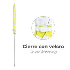 Sombrilla Playa Aluminio / Poliéster Diámetro 180 cm. Amarilla y Blanca. Varillas Fibra De Vidrio. protección uv.