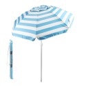 Sombrilla Playa Aluminio / Poliéster Diámetro 200 cm. Azul y Blanca. Varillas Fibra De Vidrio. protección uv.