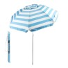 Sombrilla Playa Aluminio / Poliéster Diámetro 200 cm. Azul y Blanca. Varillas Fibra De Vidrio. protección uv.