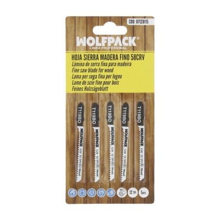 Hojas Sierra Calar Para Madera Corte Fino 5 Piezas. Hoja Cromo Vanadio 58. Vástago T Universal