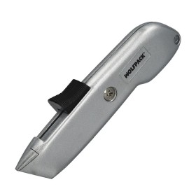 Cúter Auto retráctil Con Hoja Acero Sk5 Carcasa De Aluminio Diseño Ergonómico, Cuchillo Seguridad, Cúter Seguridad,