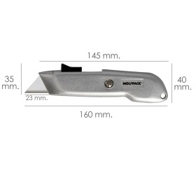 Cúter Auto retráctil Con Hoja Acero Sk5 Carcasa De Aluminio Diseño Ergonómico, Cuchillo Seguridad, Cúter Seguridad,