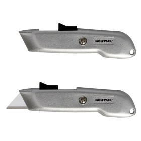 Cúter Auto retráctil Con Hoja Acero Sk5 Carcasa De Aluminio Diseño Ergonómico, Cuchillo Seguridad, Cúter Seguridad,