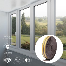 Burlete Caucho Marrón Rollo 6 Metros. x 9 mm. Sellador Ventanas y Puertas. Aísla Del Ruido. Para Umbrales de 1 A 3,5 mm.