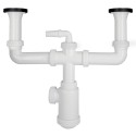Sifón Doble Con Válvula Extensible 1-1/2" Con Sumideros De Diámetro 70 mm. Sifón Fregadero Cocina, Sifón Evacuación