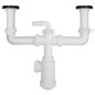 Sifón Doble Con Válvula Extensible 1-1/2" Con Sumideros De Diámetro 70 mm. Sifón Fregadero Cocina, Sifón Evacuación Sifón Doble Con Válvula Extensible 1-1/2" Con Sumideros De Diámetro 70 mm. Sifón Fregadero Cocina, Sifón Evacuación