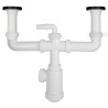 Sifón Doble Con Válvula Extensible 1-1/2" Con Sumideros De Diámetro 70 mm. Sifón Fregadero Cocina, Sifón Evacuación