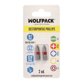 Puntas Largas Destornillador Phillips N.º 2 (2 Piezas). Acero S2 al Cromo Vanadio. Puntas Hexagonales, Destorpuntas,