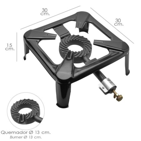 Hornillo Gas 4 Pies 30 x 30 cm. Cocina Gas, Cocina Portátil, Hornillo Paella, Paellero, Hornilla Cocina