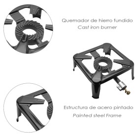 Hornillo Gas 4 Pies 30 x 30 cm. Cocina Gas, Cocina Portátil, Hornillo Paella, Paellero, Hornilla Cocina