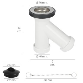 Sifón y Griega Con Válvula y Tapón 1-1/2" Salida De Diámetro 40 mm.