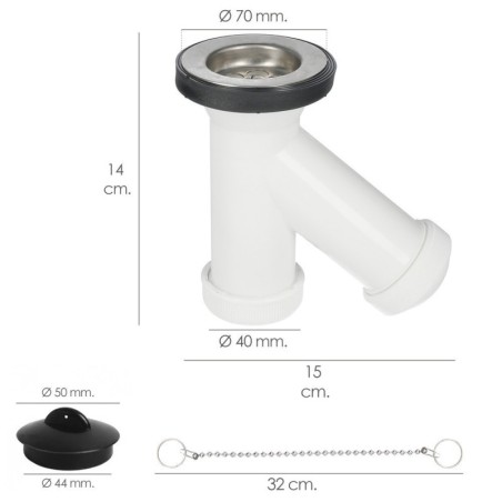 Sifón y Griega Con Válvula y Tapón 1-1/2" Salida De Diámetro 40 mm.
