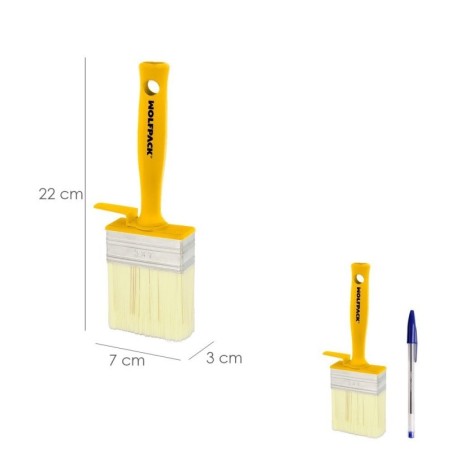 Brocha Profesional Techos 70x30 mm. Cerda Blanca. Mango Ergonómico, Con Gancho. Brocha Pintura, Brocha Pintor Profesional
