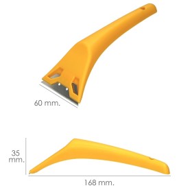 Rascavidrios Plástico Amarillo Hoja 60 mm. Rasqueta Vitrocerámica, Rascador Vidrio, Rascador Vitrocerámica,