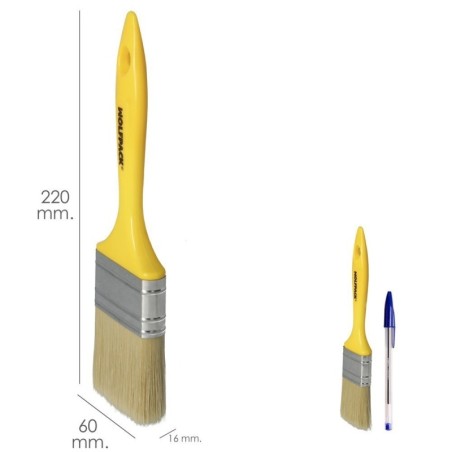 Paletina Profesional Cerda Blanca Ancho 60 mm. Cerdas Naturales Mango Plástico Ergonómico, Brocha Pintor, Pincel Pintura