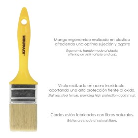 Paletina Profesional Cerda Blanca Ancho 60 mm. Cerdas Naturales Mango Plástico Ergonómico, Brocha Pintor, Pincel Pintura