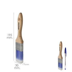 Paletina Profesional Plus Ancho 30 mm. Cerdas Sintéticas PBT, Mango Madera Haya Ergonómico, Brocha Pintor, Pincel Pintura