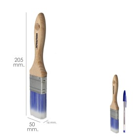 Paletina Profesional Plus Ancho 50 mm. Cerdas Sintéticas PBT, Mango Madera Haya Ergonómico, Brocha Pintor, Pincel Pintura