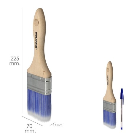 Paletina Profesional Plus Ancho 70 mm. Cerdas Sintéticas PBT, Mango Madera Haya Ergonómico, Brocha Pintor, Pincel Pintura