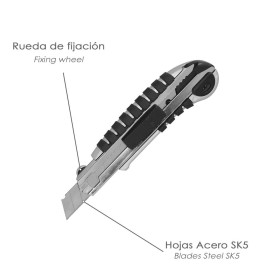 Cúter Aluminio Profesional 18mm Con 5 Hojas Acero Sk5