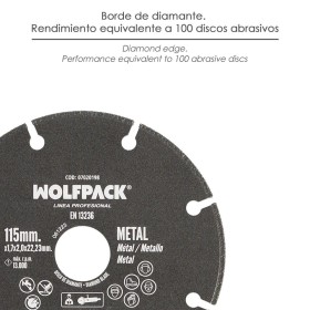 Disco Corte Metales Universal Diámetro 115 x 1,7 mm. Filo de Diamante Disco Corte Acero, Chapa, Hierro, Aluminio