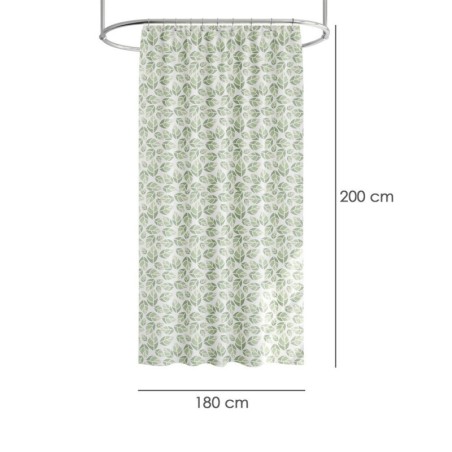 Cortina Ducha Hojas Verdes 180x200 cm. Impermeable