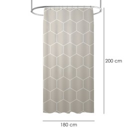 Cortina Ducha Formas Geométricas Beige 180x200 cm. Impermeable