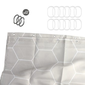 Cortina Ducha Formas Geométricas Beige 180x200 cm. Impermeable