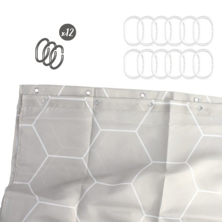 Cortina Ducha Formas Geométricas Beige 180x200 cm. Impermeable