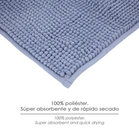 Alfombra Baño Poliéster Chenilla 50x80 cm. Azul.