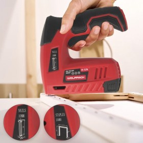 Clavadora Grapadora Recargable, Pistola Grapas y Clavos, Clavadora a Batería, 1.500 mAh, 40 Grapas Minuto Con Grapas y Clavos