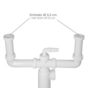 Sifón Doble Extensible Con Doble Evacuación. Salida 1 1/2" Salida Diámetro 40 mm.