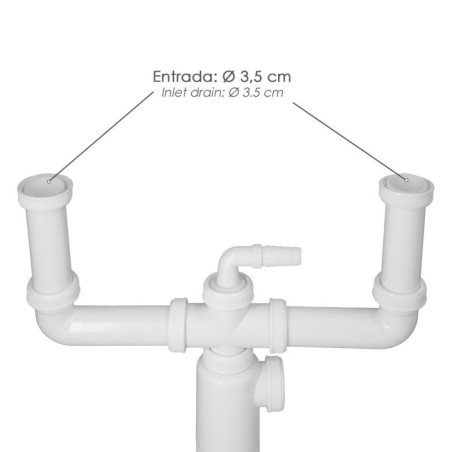 Sifón Doble Extensible Con Doble Evacuación. Salida 1 1/2" Salida Diámetro 40 mm.