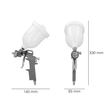 Pistola Pintar Neumática Boquilla De 1,5 mm. Con Depósito Superior 0,6 Litros y Adaptador Rápido