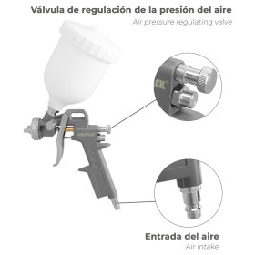 Pistola Pintar Neumática Boquilla De 1,5 mm. Con Depósito Superior 0,6 Litros y Adaptador Rápido
