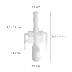 Sifón Botella Extensible 1 1/2" Salida Diámetro 40mm 2 Tomas Lavadora