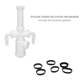 Sifón Botella Extensible 1 1/2" Salida Diámetro 40mm 2 Tomas Lavadora