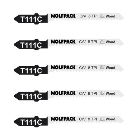 Hojas Sierra Calar Para Madera Corte Medio 5 Piezas. Hoja Cromo Vanadio 58. Vástago T Universal