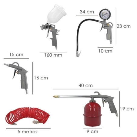 Kit Accesorios Para Compresor Aire Comprimido 5 Piezas Con Clic Rápido