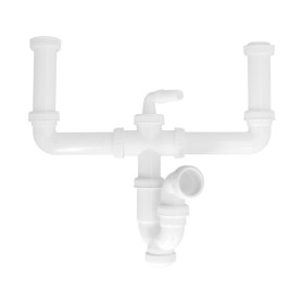 Sifón Doble Extensible Con Dos Evacuaciones 1 1/2" Salida De Diámetro 40 Mm