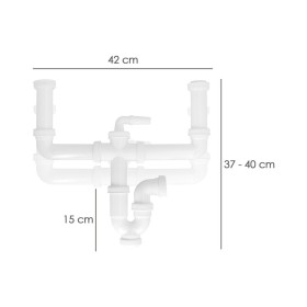 Sifón Doble Extensible Con Dos Evacuaciones 1 1/2" Salida De Diámetro 40 Mm