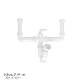 Sifón Doble Extensible Con Dos Evacuaciones 1 1/2" Salida De Diámetro 40 Mm