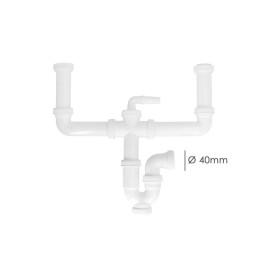Sifón Doble Extensible Con Dos Evacuaciones 1 1/2" Salida De Diámetro 40 Mm