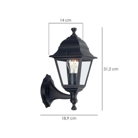 Farol Jardín Soporte Bajo Negro.