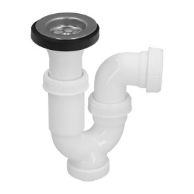 Sifón Curvo Extensible Con Válvula y Tapón 1 1/2" Diámetro 40 Mm