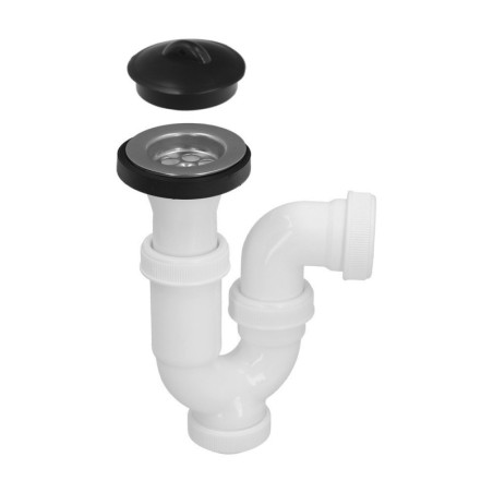 Sifón Curvo Extensible Con Válvula y Tapón 1 1/2" Diámetro 40 Mm