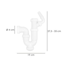 Sifón Curvo Extensible Con Toma Lavadora 1 1/2" Diámetro 40 mm.