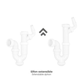 Sifón Curvo Extensible Con Toma Lavadora 1 1/2" Diámetro 40 mm.